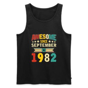 Genial seit September 1982 - Männer Premium Bio Tank Top - Schwarz - Vorne - Michal (187cm)