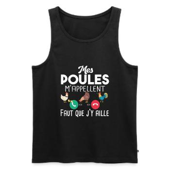Poulailler poule volaille poussin. Cadeau ferme - Débardeur bio Premium Homme - noir - Devant - Michal (187cm)