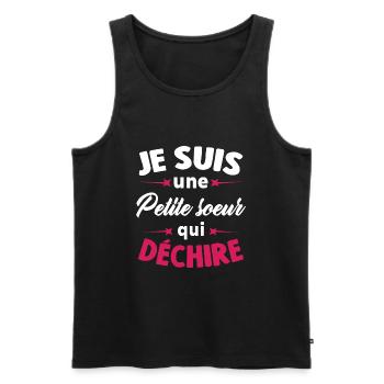 Je Suis Une Petite soeur Qui Déchire - Débardeur bio Premium Homme - noir - Devant - Michal (187cm)