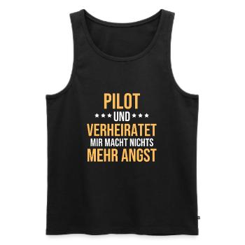 Pilot Und Verheiratet Mir Macht Nichts Mehr Angst - Männer Premium Bio Tank Top - Schwarz - Vorne - Michal (187cm)