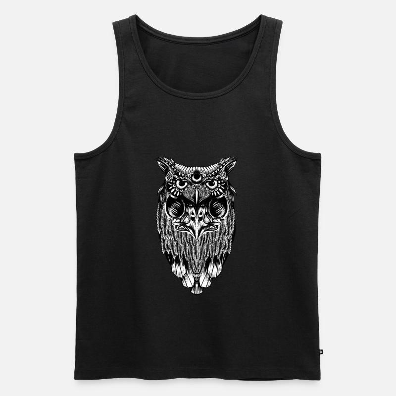 Eule - Männer Premium Bio Tank Top - Schwarz
