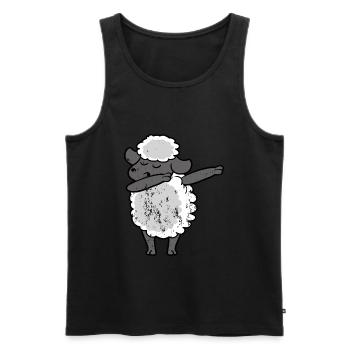 Retro Vintage Grunge Style Dabbing Dab Schaf Lamm - Männer Premium Bio Tank Top - Schwarz - Vorne - AI Model Male 178 light (178cm)