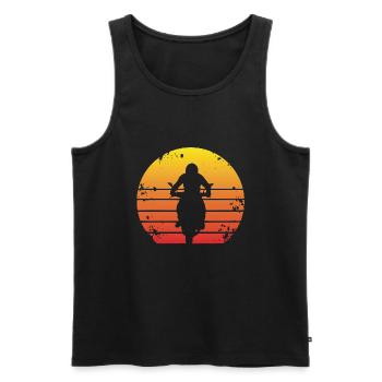 Motorrad Bike - Vintage Retro Classic - Männer Premium Bio Tank Top - Schwarz - Vorne - Michal (187cm)