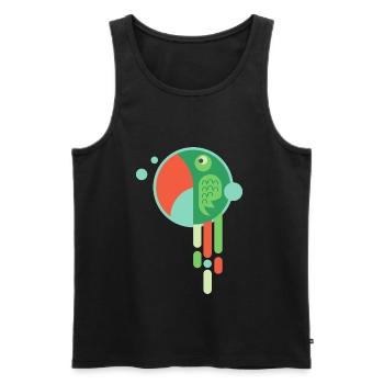 Colorful parrot - bande dessinée drôle cadeau oiseau - Débardeur bio Premium Homme - noir - Devant - AI Model Male 178 light (178cm)