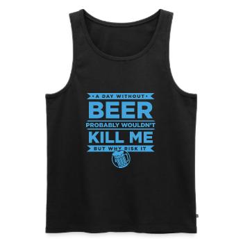 Bier T-Shirt mit Lustigem Spruch und Bierkrug - Männer Premium Bio Tank Top - Schwarz - Vorne - AI Model Male 178 light (178cm)