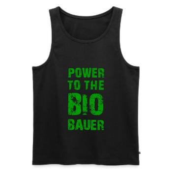 Le pouvoir à l'agriculteur biologique - Débardeur bio Premium Homme - noir - Devant - AI Model Male 178 light (178cm)