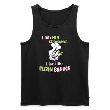 I am not obsessed! I just like Vegan Baking - Men's Premium Organic Tank Top - black - Front - Michal (187cm)