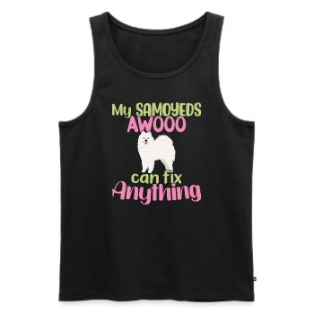 My Samoyeds AWOOO can fix Anything - Men's Premium Organic Tank Top - black - Front - Michal (187cm)