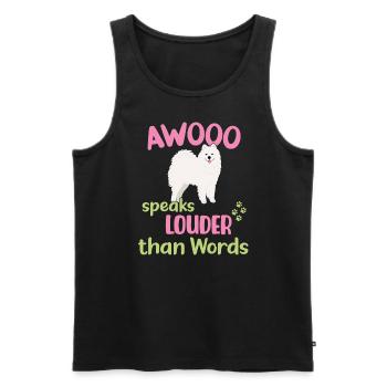 AWOOO parle plus fort que les mots - Débardeur bio Premium Homme - noir - Devant - AI Model Male 178 light (178cm)