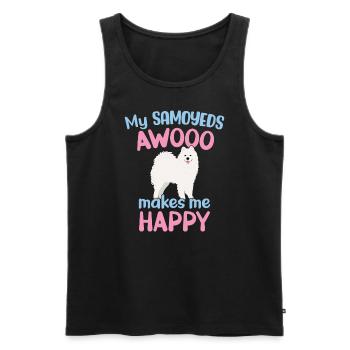 My Samoyeds AWOOO makes me happy - Men's Premium Organic Tank Top - black - Front - Michal (187cm)