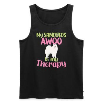 My Samoyeds AWOOO is my Therapy - Men's Premium Organic Tank Top - black - Front - Michal (187cm)