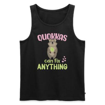 Quokkas peut tout réparer - Sourire Quokka - Débardeur bio Premium Homme - noir - Devant - Michal (187cm)
