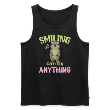 Sourire peut tout réparer - Grinning Quokka - Débardeur bio Premium Homme - noir - Devant - Michal (187cm)