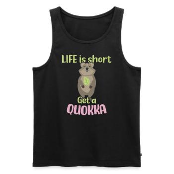 Life is Short - Get a Quokka / Grinsendes Quokka - Men's Premium Organic Tank Top - black - Front - Michal (187cm)