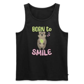 Né pour sourire / Sourire Quokka - Débardeur bio Premium Homme - noir - Devant - Michal (187cm)