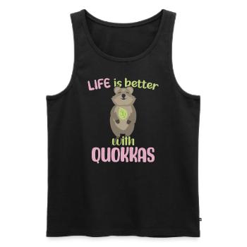 La vie est meilleure avec Quokkas - Grinning Quokka - Débardeur bio Premium Homme - noir - Devant - Michal (187cm)