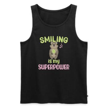 Sourire est mon superpouvoir - Grinning Quokka - Débardeur bio Premium Homme - noir - Devant - Michal (187cm)