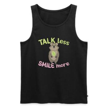 Parlez moins - Souriez plus / Quokka souriant - Débardeur bio Premium Homme - noir - Devant - Michal (187cm)
