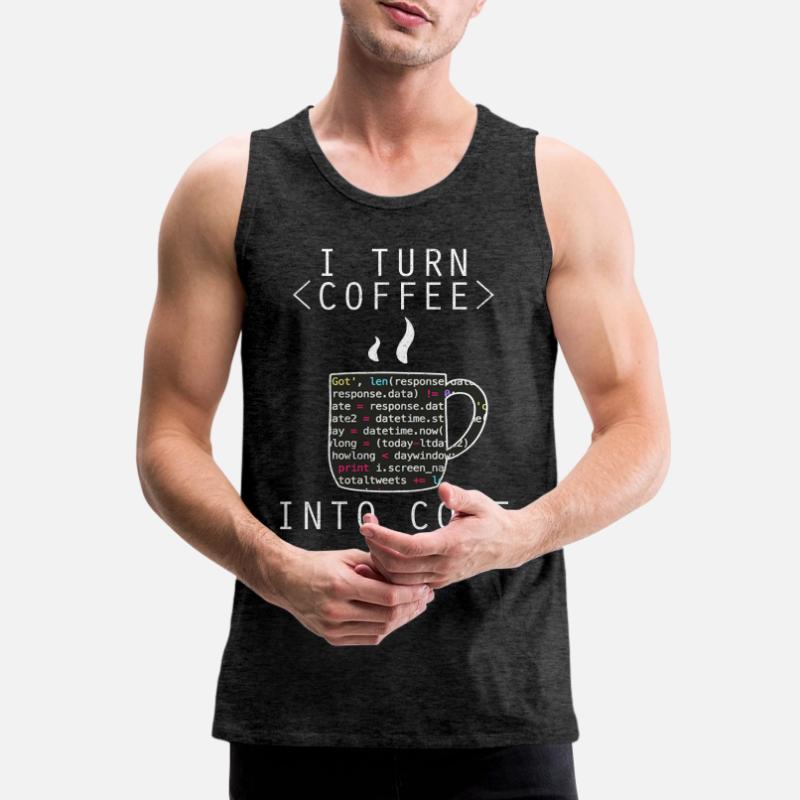 I Turn Coffee Into Code Programmer Encoder Men's Premium Organic Tank Top
