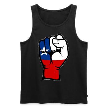Chile Flagge Faust Hand Symbol - Männer Premium Bio Tank Top - Schwarz - Vorne - AI Model Male 178 light (178cm)