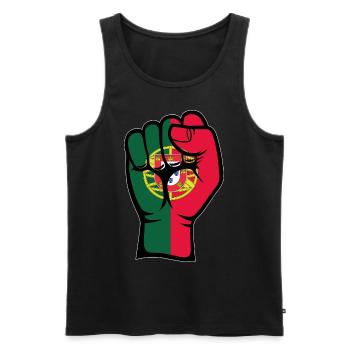 Drapeau du Portugal Symbole de la main du poing - Débardeur bio Premium Homme - noir - Devant - AI Model Male 178 light (178cm)
