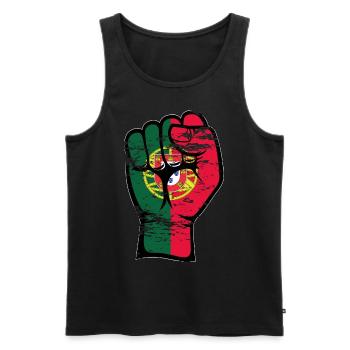 Portugal Flag Poing Main Symbole utilisé - Débardeur bio Premium Homme - noir - Devant - Michal (187cm)
