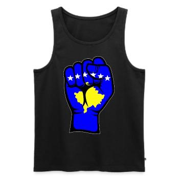 Kosovo Flagge Faust Hand Symbol - Männer Premium Bio Tank Top - Schwarz - Vorne - AI Model Male 178 light (178cm)