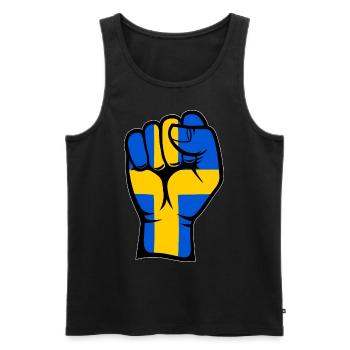 Schweden Flagge Faust Hand Symbol - Männer Premium Bio Tank Top - Schwarz - Vorne - AI Model Male 178 light (178cm)