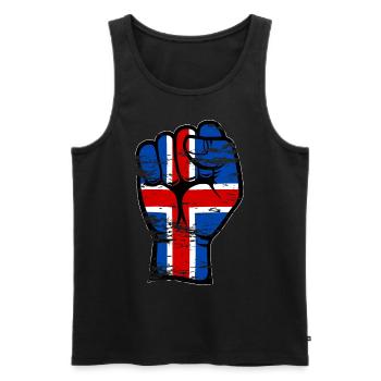 Iceland Flag Fist Hand Used Symbol - Men's Premium Organic Tank Top - black - Front - Michal (187cm)