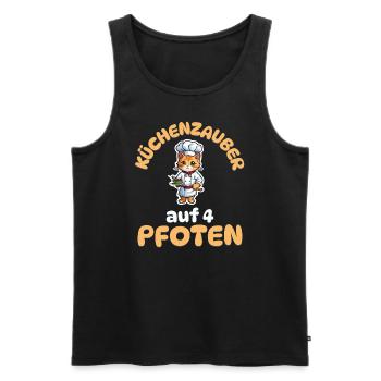 Küchenzauber auf 4 Pfoten - Katze kochen - Männer Premium Bio Tank Top - Schwarz - Vorne - Michal (187cm)