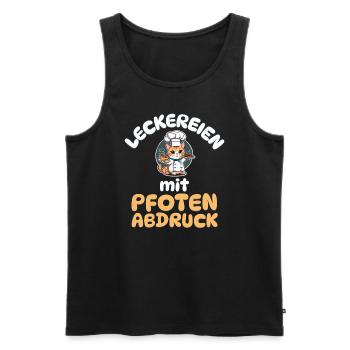 Leckereien mit Pfotenabdruck - Katze kochen - Männer Premium Bio Tank Top - Schwarz - Vorne - Michal (187cm)
