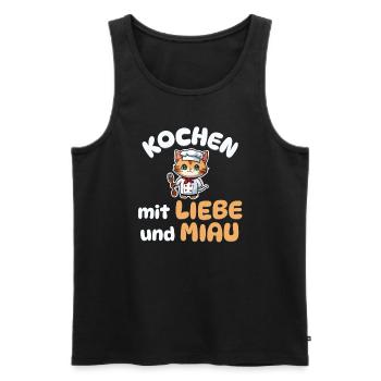 Kochen mit Liebe und Miau - Katze kochen - Männer Premium Bio Tank Top - Schwarz - Vorne - AI Model Male 178 light (178cm)