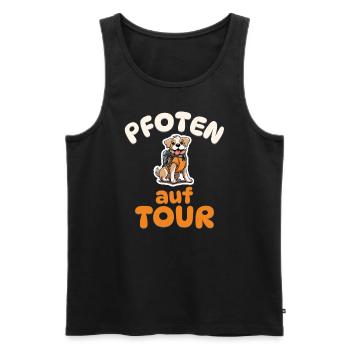 Pfoten auf Tour - Wandern - Hunde - Männer Premium Bio Tank Top - Schwarz - Vorne - Michal (187cm)