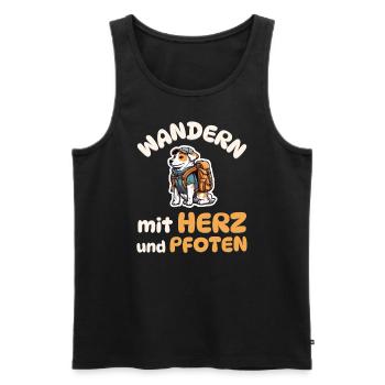 Wandern mit Herz und Pfoten - Wandern - Hunde - Männer Premium Bio Tank Top - Schwarz - Vorne - Michal (187cm)