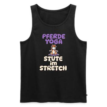 Stute im Stretch - Pferde Yoga - Männer Premium Bio Tank Top - Schwarz - Vorne - Michal (187cm)