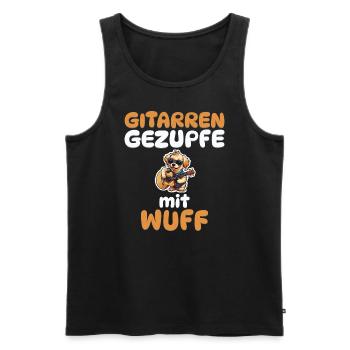 Gitarrengezupfe mit Wuff - Hunde Gitarre - Männer Premium Bio Tank Top - Schwarz - Vorne - Michal (187cm)