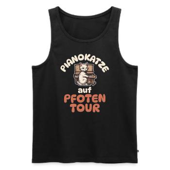 Pianokatze auf Pfotentour - Katzen Klavier - Männer Premium Bio Tank Top - Schwarz - Vorne - AI Model Male 178 light (178cm)