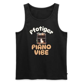 Pfotiger Piano Vibe - Katzen Klavier - Männer Premium Bio Tank Top - Schwarz - Vorne - AI Model Male 178 light (178cm)