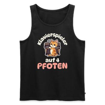 Klavierspieler auf 4 Pfoten - Katzen Klavier - Männer Premium Bio Tank Top - Schwarz - Vorne - AI Model Male 178 light (178cm)