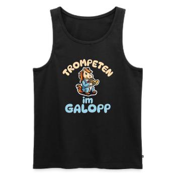 Trompeten im Galopp - Trompete Pferde - Männer Premium Bio Tank Top - Schwarz - Vorne - Michal (187cm)