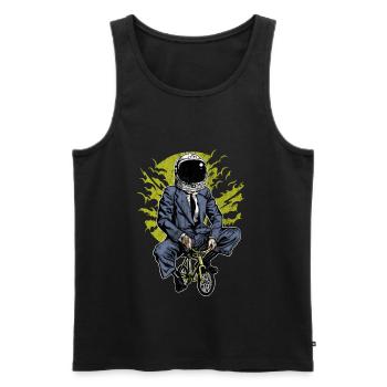 GO TO THE MOON - Astronaut cyclist gift - Men's Premium Organic Tank Top - black - Front - AI Model Male 178 light (178cm)
