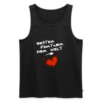 Bester Partner der Welt, Coupleshirt weiße Schrift - Männer Premium Bio Tank Top - Schwarz - Vorne - Michal (187cm)