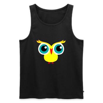 Eule mit großen Augen - Männer Premium Bio Tank Top - Schwarz - Vorne - Michal (187cm)