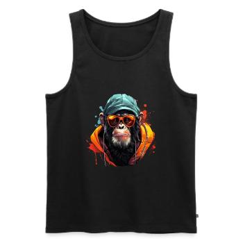 Cool chimpanzé tenue streetwear style urbain - Débardeur bio Premium Homme - noir - Devant - Michal (187cm)
