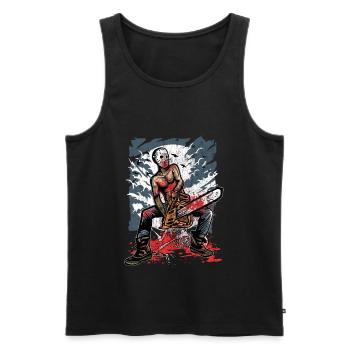 TRONCONNEUSE KILLER - Halloween cadeau Horreur - Débardeur bio Premium Homme - noir - Devant - AI Model Male 178 light (178cm)