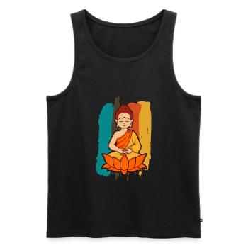 Conception de schéma de couleur de dessin animé de Bouddha - Débardeur bio Premium Homme - noir - Devant - AI Model Male 178 light (178cm)