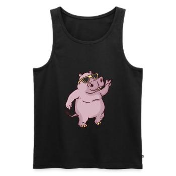 Peace Hippo peace day - Men's Premium Organic Tank Top - black - Front - Michal (187cm)