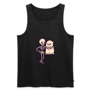 Boo and Skeleton - Männer Premium Bio Tank Top - Schwarz - Vorne - Michal (187cm)