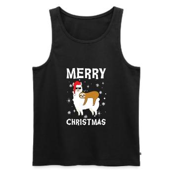 Lama & Sloth Xmas Lama & Sloth Noël - Débardeur bio Premium Homme - noir - Devant - Michal (187cm)