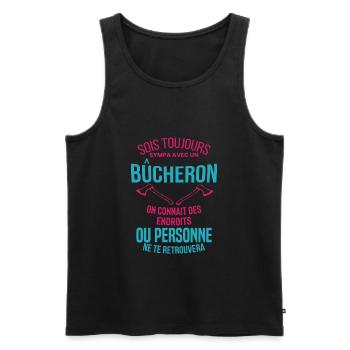 Bucheron Shirt • la hache • Veste Bucheron - Débardeur bio Premium Homme - noir - Devant - AI Model Male 178 light (178cm)